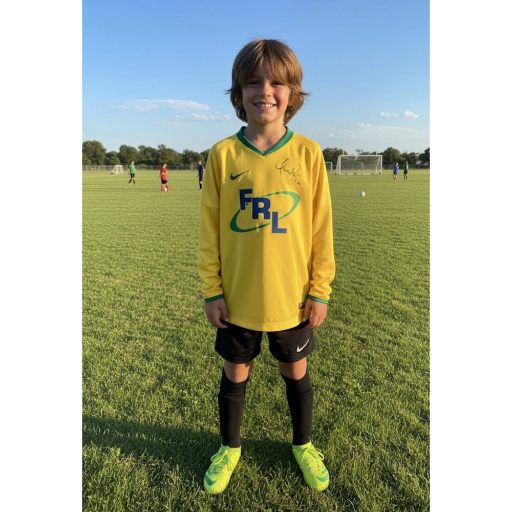 Nike Fitory Boy Kid Brazil Football Soccer Jersey Yellow Green Size Small